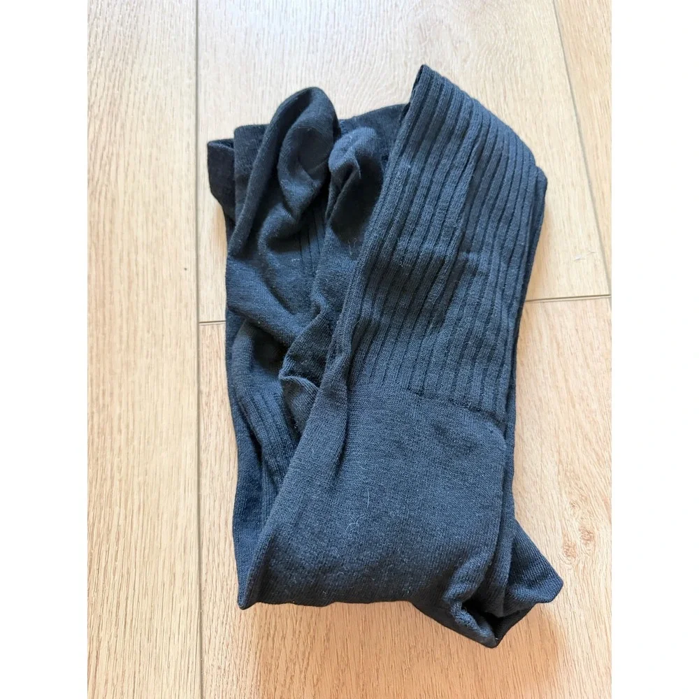 MeMoi Black Ribbed Knit Footed Tights MJB-300 Size S/M